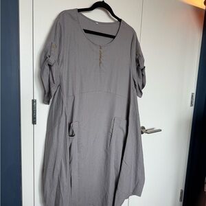 Gray Women's Top with Button Detail